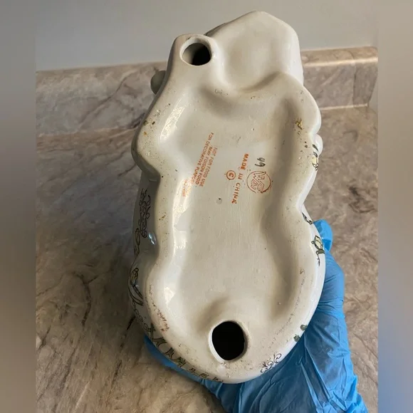 Vintage WBI Chinese Floral Ceramic Figurine Hand-Painted Sleeping Cat Oriental - Picture 9 of 10